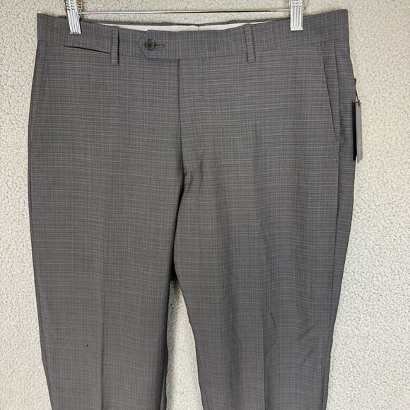 Monte‎ Rosso Pants Mens 34x32 Grey Flat Front Wool Pants Italy Front Pockets - Picture 2 of 8